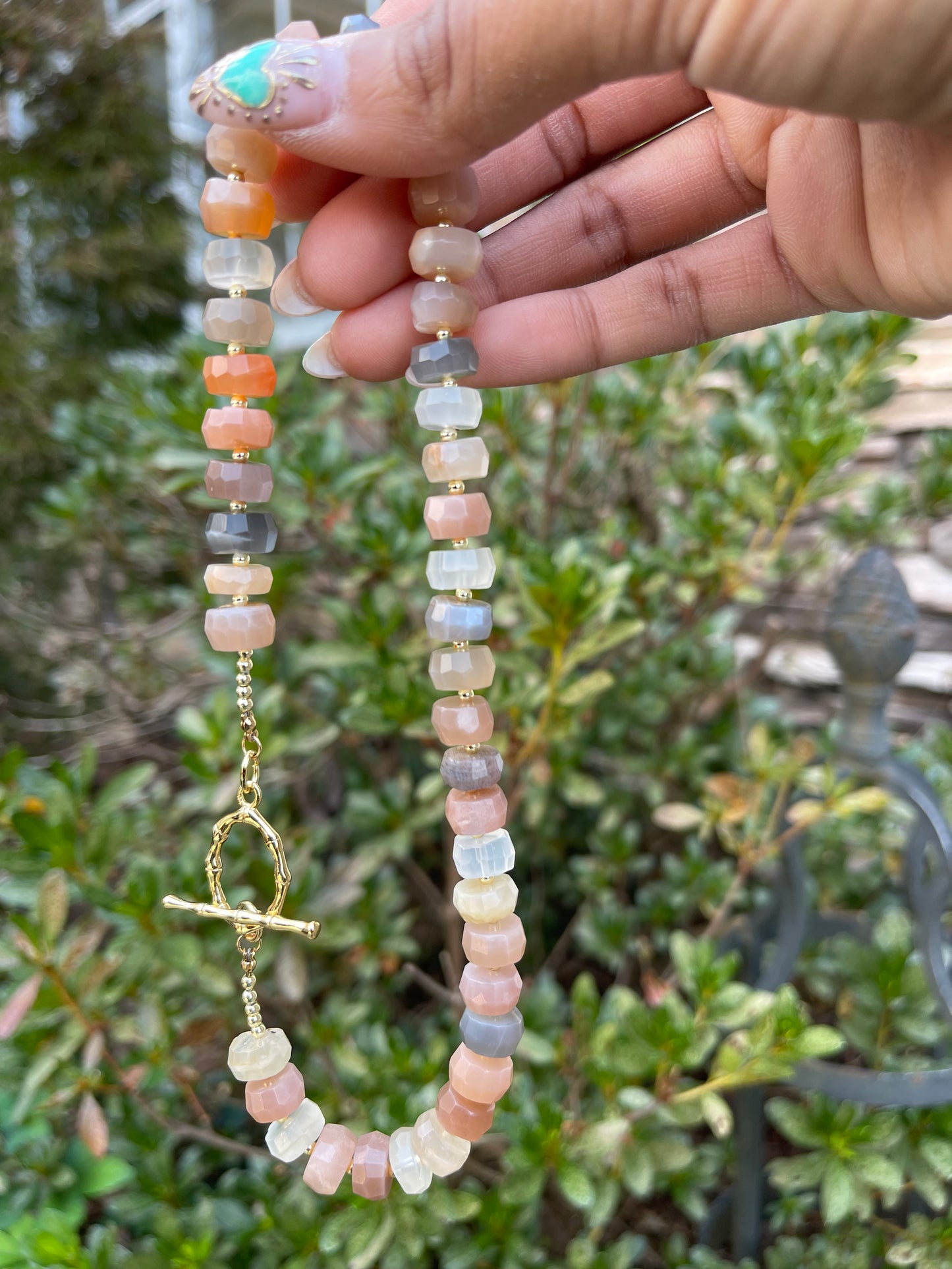 Peach moonstone choker