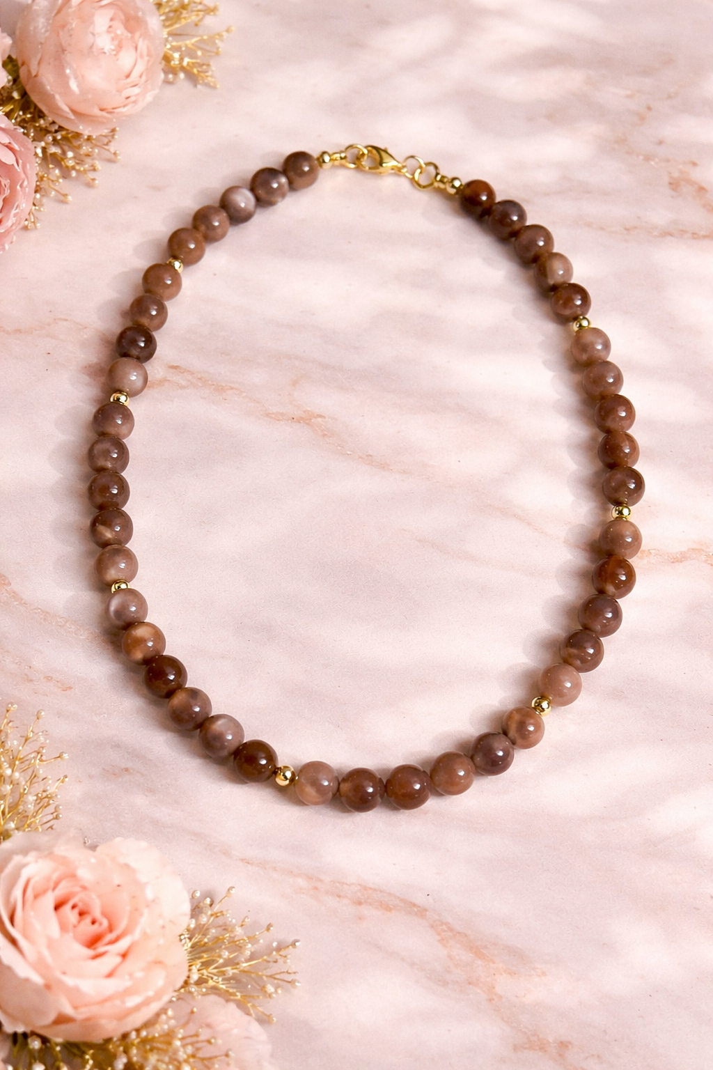 Mocha Moonstone Beaded Necklace