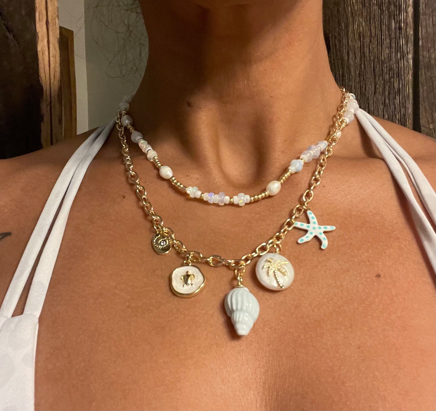 Beach charm necklace