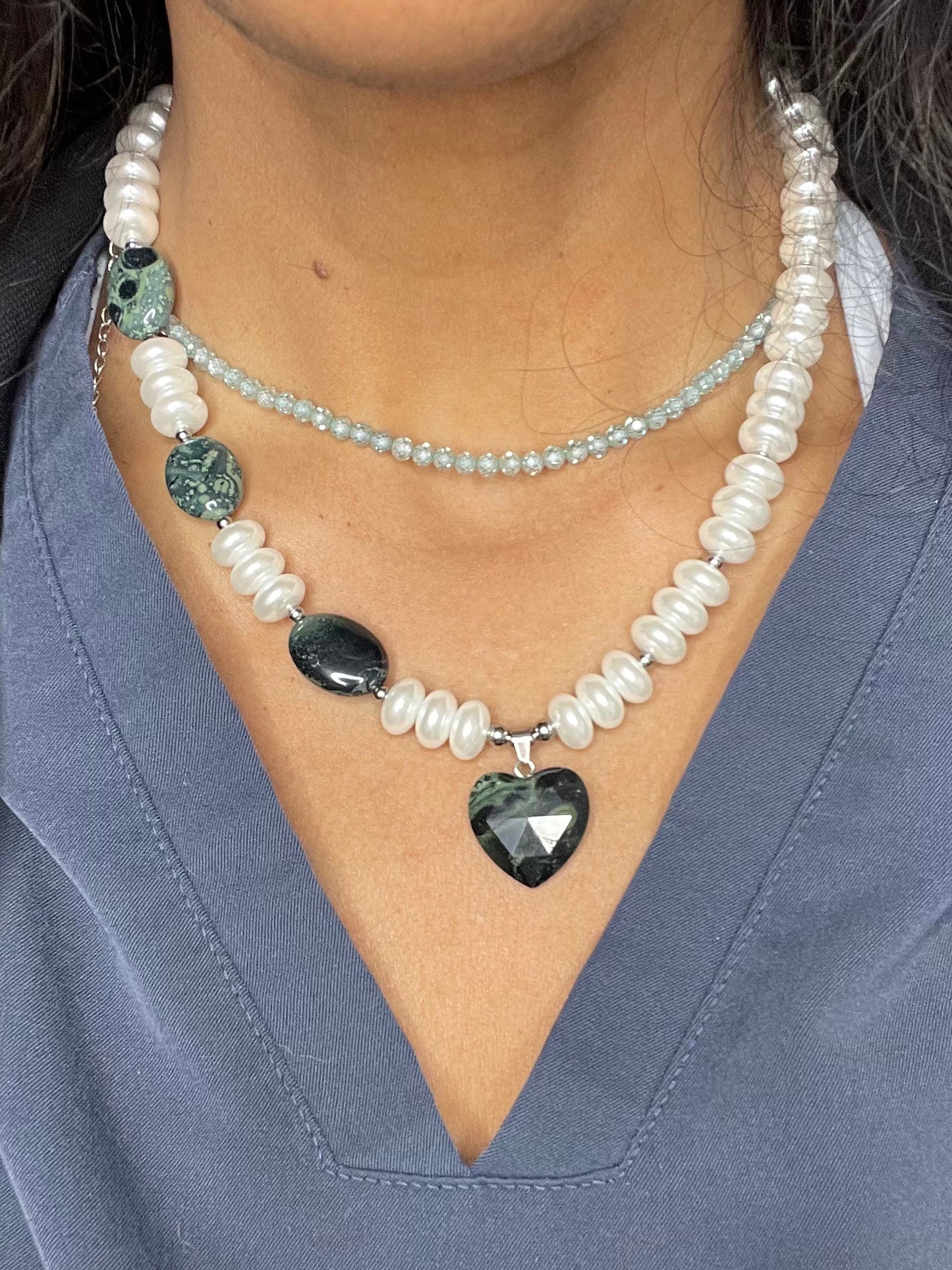 Verdant Heart Pearl Necklace