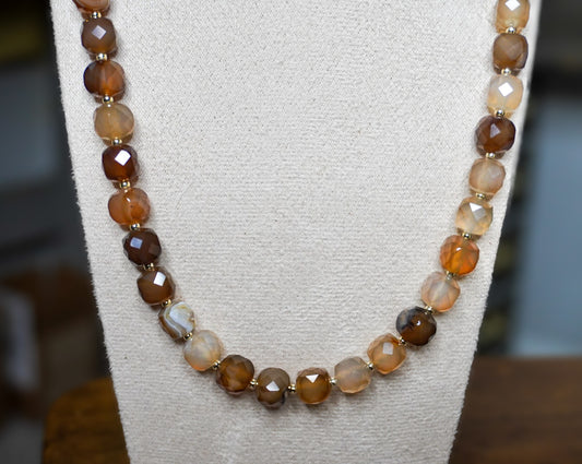 Natural Brown Agate Faceted Gemstone Necklace