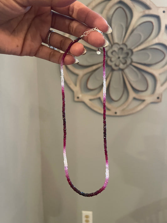 Ombré Ruby Necklace with Sterling Silver Clasp – Gradient Gemstone Elegance