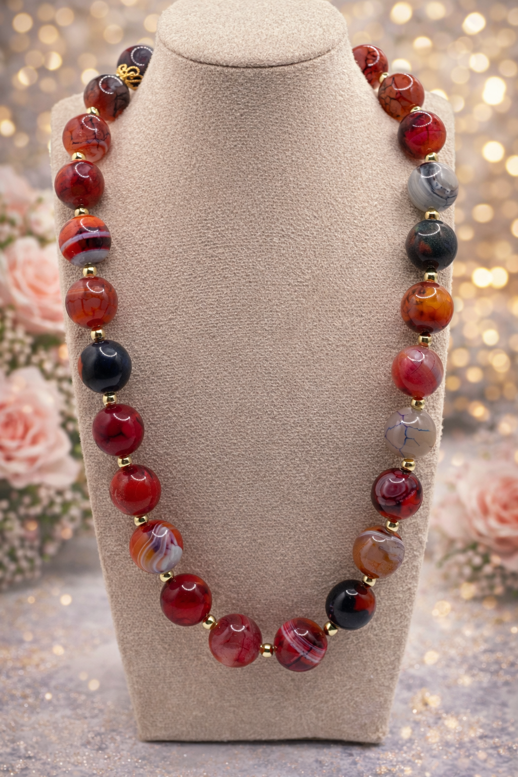 Ember Mosaic Agate Necklace