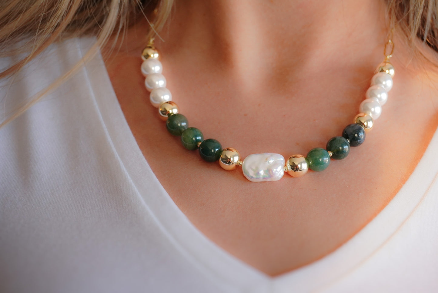 The "Evergreen" Baroque Pearl and Gemstone Necklace