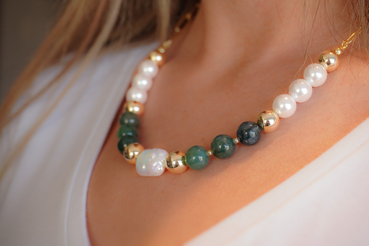 The "Evergreen" Baroque Pearl and Gemstone Necklace