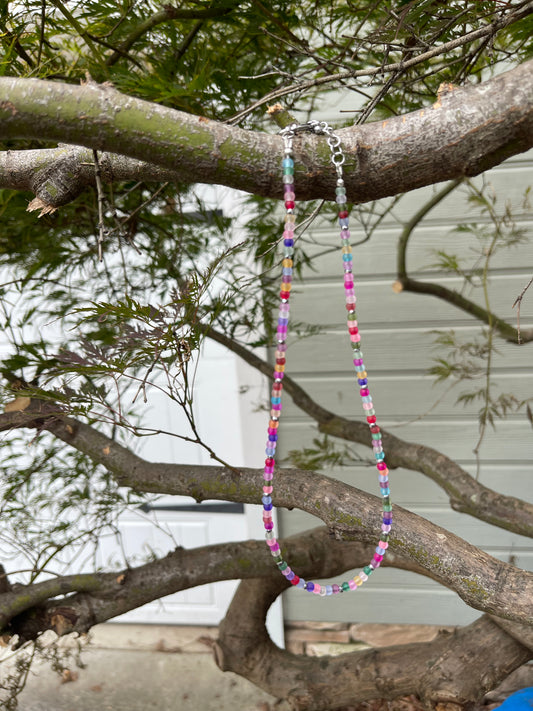 Multicolored glass bead necklace