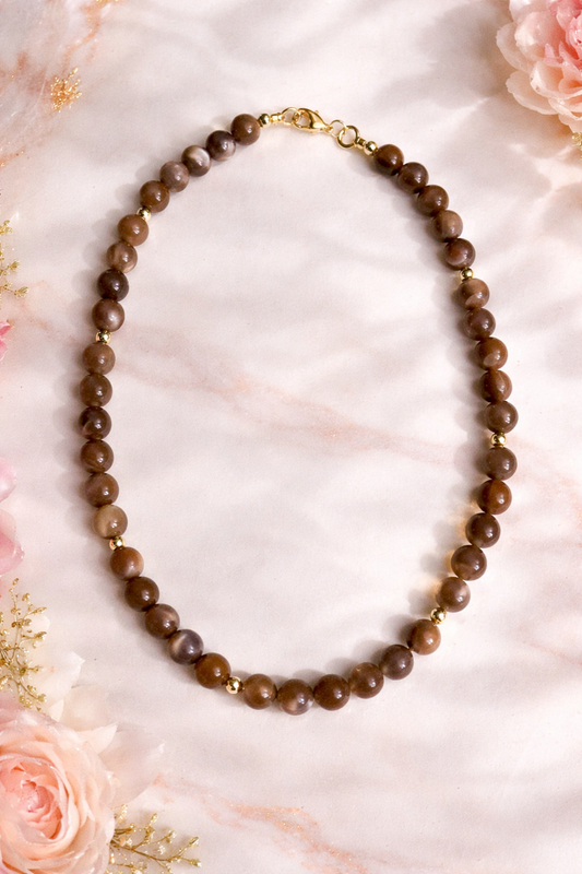 Mocha Moonstone Beaded Necklace