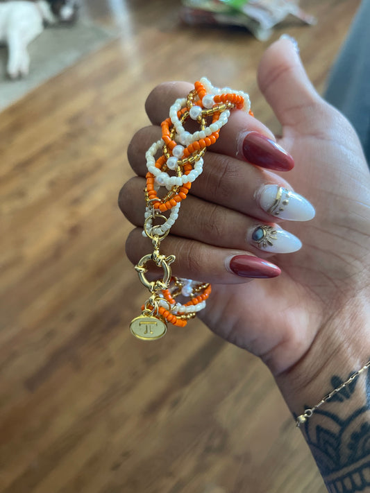 Tripled layered game day bracelet