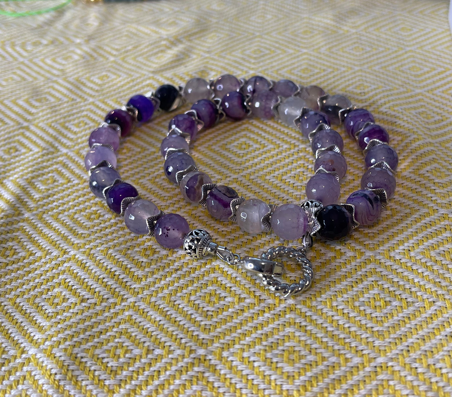 Lunar Veil – Purple Crazy Lace Agate Necklace