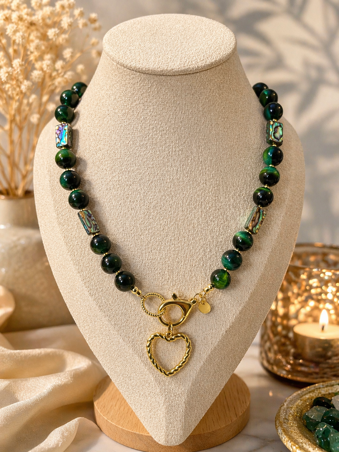 Emerald Tide Heart Necklace