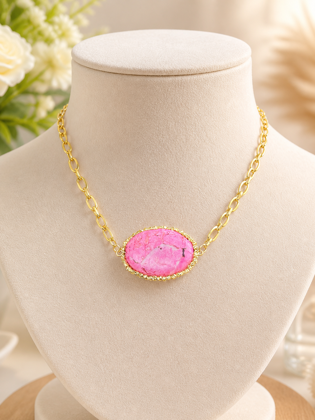 Pink Aura Turquoise Necklace