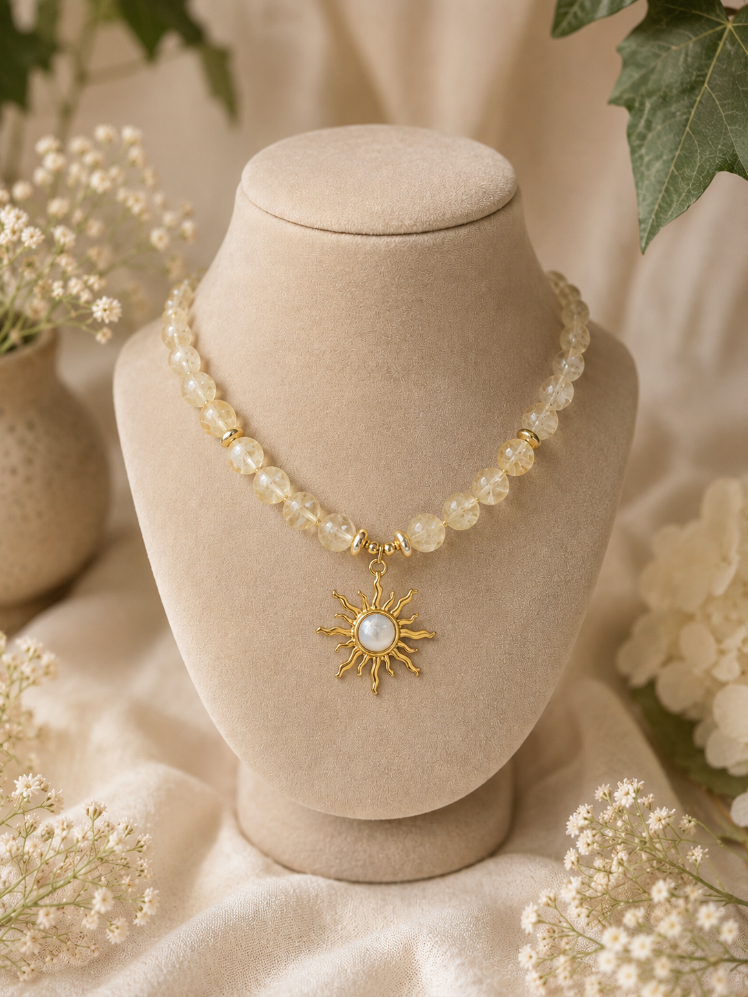 Golden Solstice Quartz Necklace