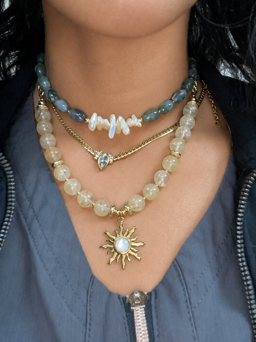 Golden Solstice Quartz Necklace